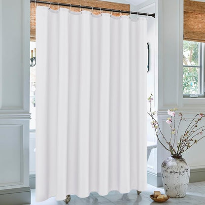 Fabric Shower Curtain Liner 180"W x 72"L-White Extra Wide Shower Liners | Hotel Quality Water Resistant Shower Liners for Vintage Bathroom Clawfoot Tubs-Machine Washable Cloth Polyester Bath Curtain