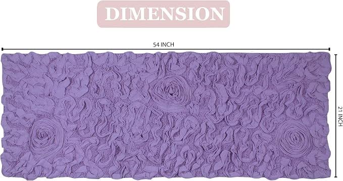 Home Weavers Bell Flower Collection 100% Cotton Tufted Bath Rugs, Extra Soft and Absorbent Bath Rugs, Non-Slip Bath Mats, Machine Washable, Bath Mats for Bathroom Floor and Tub, 21"x54" Runner, Purple
