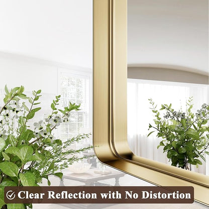 55"x 30" Gold Bathroom Mirror - Aluminum Framed Wall Mirror, Bathroom Wall Mounted Vanity Mirror, Bedroom, Living Room Wall Mirror, Hang Horizontally or Vertically