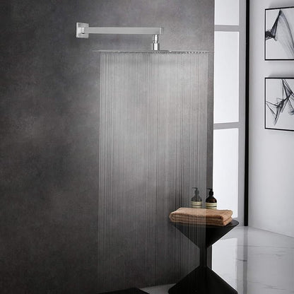 Shower Head with Extension Arm, High Pressure Square with ShowerArm, Stainless Steel Rainfall-Waterfall Full Body Coverage (12'' Shower with 16'' Arm, Brushed Nickel)