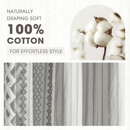 INK+IVY Imani Tufted Chenille 100% Cotton Shower Curtains Machine Washable, Modern Home Bathroom Décor Bathtub Privacy Screen, 72" x 72", Grey | Machine Washable, Boho Tufted Chenille Modern Home Bathroom Decor, Bathtub Privacy Screen, OEKO-TEX Certified