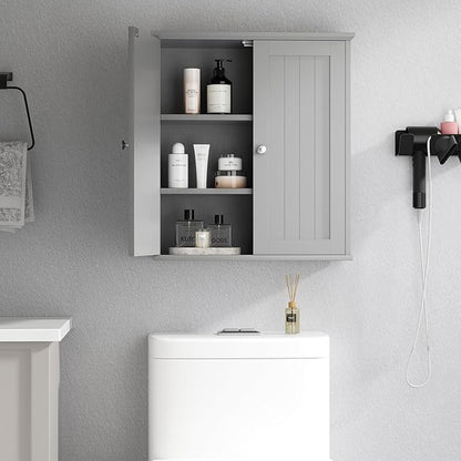 Shintenchi Bathroom Wall Medicine Cabinet with 2 Door, Bathroom Storage Organizer Over The Toilet,Space Saving Storage with 3-Tier Shelves,Gray
