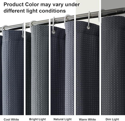 OVZME Stall Fabric Shower Curtain Set - 36x72, Waffle Weave 230GSM Heavy Duty Small Stall Shower Curtains for Narrow Stall Size, Machine Washable Bath Curtain with 12 Plastic Hooks, 36x72 Inch, Grey