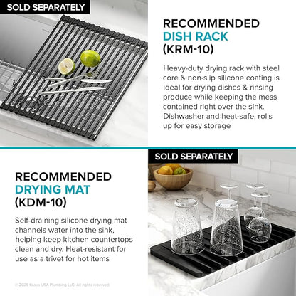 Kraus Kitchen Sinks Undermount - 32 Inch Stainless Steel Kitchen Sink, 60/40 Double Bowl, 16 Gauge, Model KHU103-32