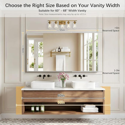 DESBING 30" x 55" Bathroom Mirror, Silver Metal Frame Wall Mirror | HD Image,Shatterproof Decorative Rectangular Vanity Mirror for Bedroom Bathroom Living Room Entryway Horizontal or Vertical