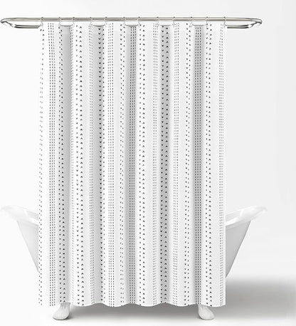 Lush Decor Hygge Stripe Shower Curtain Single 72" W x 72" L Black & White - Fabric Shower Curtains for Bathroom - White Bathroom Curtain