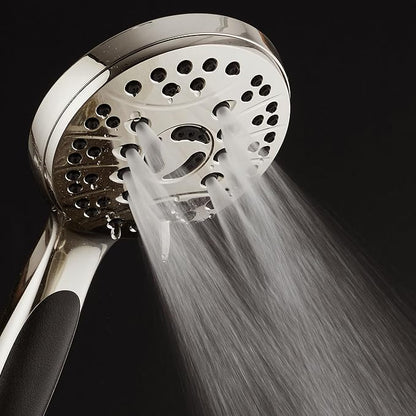 for California - High Pressure 6-setting Luxury Handheld Shower Head, 6 Ft Stainless Steel Hose, Anti Clog Jets, Anti Slip Grip, Top US Brand, Extra Wall Bracket - Brushed Nickel Finish