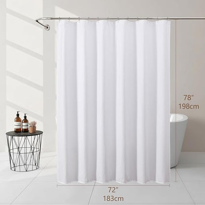 White Fabric Shower Curtain 78 Inch Length 1 Piece, Embossed Textured Waffle Cloth Shower Curtains for Bathroom Modern Hotel Spa, Water Resistant Machine Washable, 72Wx78L Inches