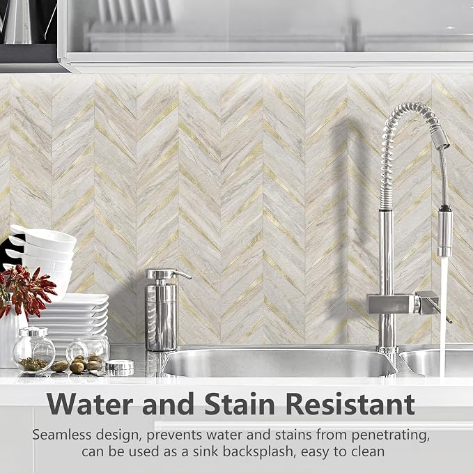 STICKGOO Herringbone Tile Peel and Stick Backsplash for Kitchen&Bathroom