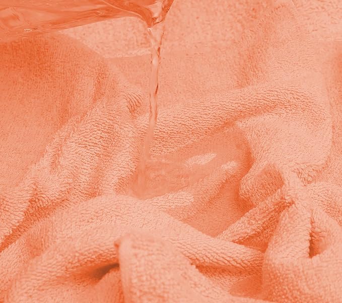 Looperry 6 Pack Small Bath Towel Set - 100% Cotton 23x46 Shower Towels in 450 GSM. Lightweight & Absorbent Quick Dry Gym Towel for Showering, Pet Drying, Spas & Salons. Terry Ringspun Towels (Peach)