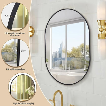 Oval Mirrors,22x38 Oval Bathroom Mirrors,Bathroom Mirrors for Over Sink,Wall Mirror,espejos para baños(Black)