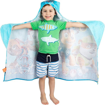 Paw Patrol Blue Bath/Pool/Beach Soft Cotton Terry Hooded Towel Wrap, 24" x 50", By Franco Kids