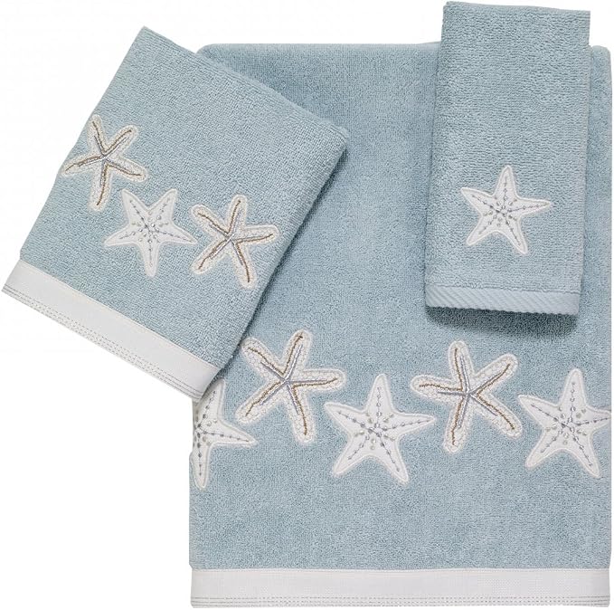 Avanti Linens - Fingertip Towel, Soft & Absorbent Cotton Towel (Sequin Shells Collection)