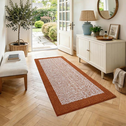 48x24 Long Bathroom Rugs Non Slip Washable,Large Bath Rugs for Bathroom Floor Tub,Soft Absorbent Quick Dry Bath Mats for Shower, Bathtub, Home Decor(Coral Orange)