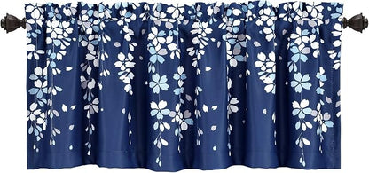 Lush Decor Valance Weeping Flower Light Filtering Window Curtain, Navy