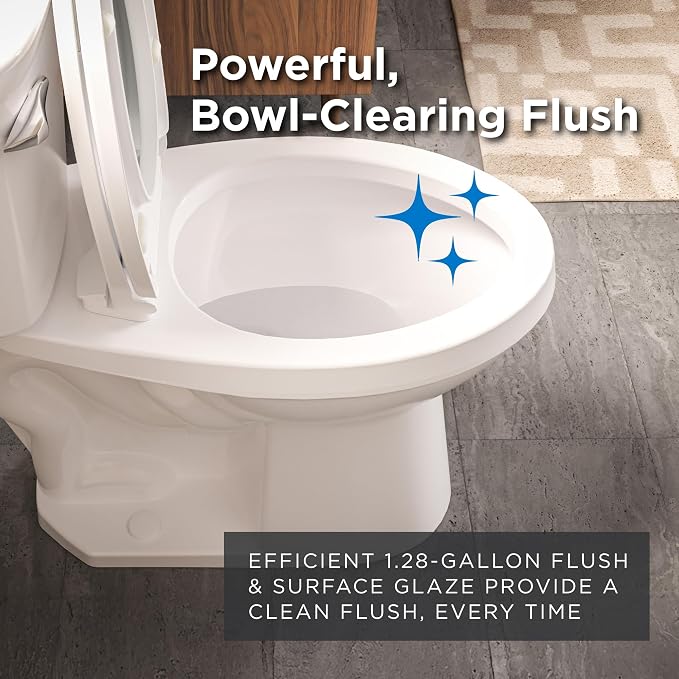 Gerber Viper Force Compact Elongated Two-Piece Toilet, Soft-Close, White | Strong flush, Space-saving design | Seat lifts off in seconds for easy cleaning | Tool-free install kit included
