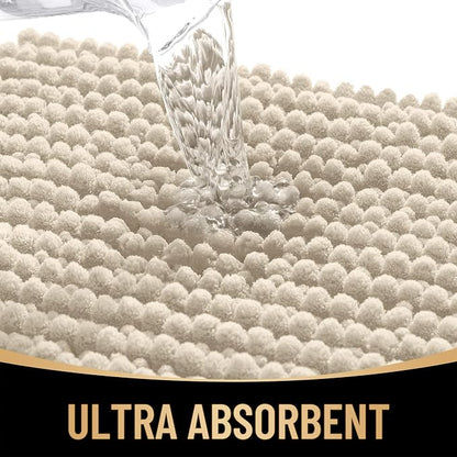 OLANLY Thick Chenille Bathroom Rugs 36x24, Soft Absorbent Bath Mat, Sand | Bath Rugs, Rubber Backing, Machine Wash Dry, Bath Mats for Bathroom Floor, Tub and Shower, Home Decor Accessories