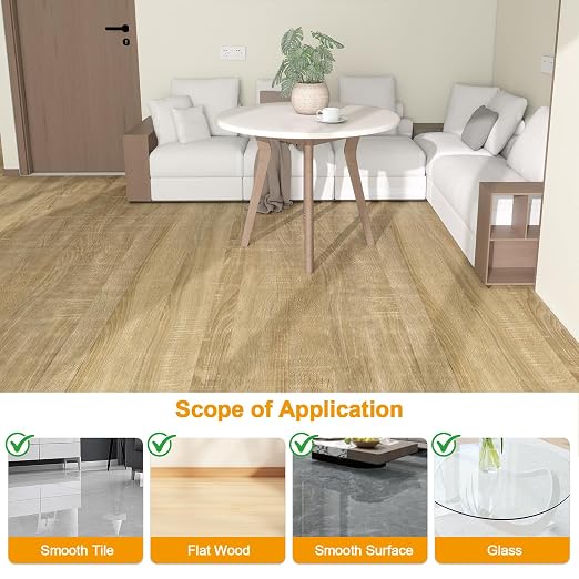 Countewol Stick Vinyl Flooring Roll, Light Oak Wood Grain Self Adhesive PVC Floor Sheet, Waterproof, Scratch Resistant & Removable Vinyl Floor Covering for Kitchen, Bedroom, RV, Apartment DIY