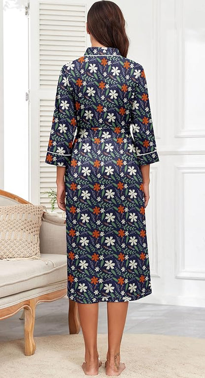 PrinStory Womens Robe Long Knit Bathrobe Lightweight Soft Robes Ladies Bath Robe