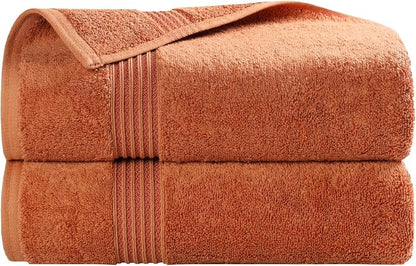 Superior Egyptian Cotton Bath Towel Set, Home Bathroom Towels, Master, Guest Bath, Decor Essentials, Quick Dry, Absorbent, Large Body Towels, Spa, Hotel, Resort, Adult, Kids, Set of 2, Caramel Brown