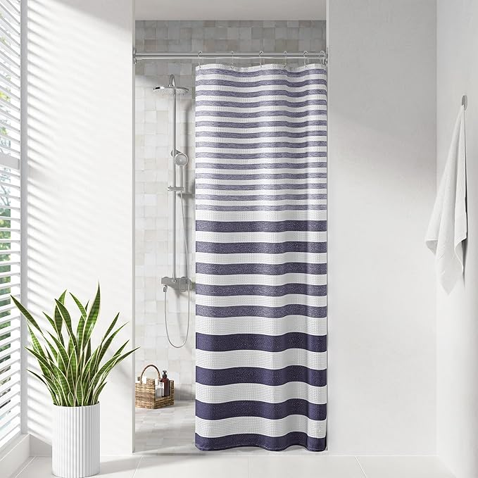 Madison Park Stall Shower Curtain for Bathroom, Grey Ombre, 36" x 72" | Ariana Ombre Cozy, Spa Quality Modern Waffle Weave Contemporary, 3M Scotchgard Treatment, Machine Washable
