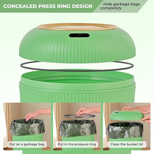 Pukomc Smart Sensor Wastebasket, Convenient and Hygienic Easy to Use | Technology Sensor Waterproof Wastebasket Plastic Trash Can for Kitchen, Bathroom, Bedroom, Living Room, Office and Outdoor