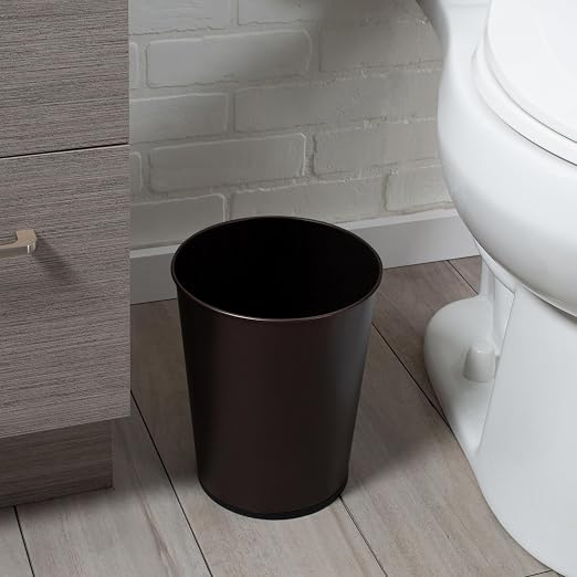 Bath Bliss 5 Liter Small Wastebasket | Round Open Top | Trash Can | Bathroom | Bedroom | Kitchen | Office | Dorm | Disposal Waste Bin | Garbage | Oil Rubbed Bronze