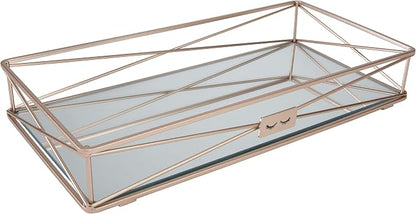 Gorgeous Mirrored, Perfect for Jewelry, Toiletries, Bathroom Organization, Perfume, Makeup, Décor, in Rose Gold Vanity Tray