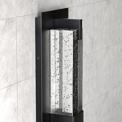 WOSHITU LED Wall Sconce Light: 19 Inch Black Modern Sconces Wall Lighting 3000K Dimmable Crystal Wall Lamps Indoor Bathroom Sconce Wall Mount Light Fixtures for Living Room/Bedroom/Hallway