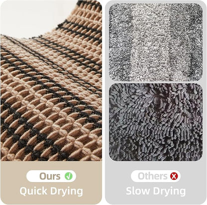 TYUU Waffle Bath Mat, Small Boho Bathroom Rugs Non Slip 24x16 Black & Khaki | Super Absorbent Quick Dry Bath Rug, Non-Slip Backing, Soft Waffle Washable Farmhouse Bathroom Mats, Tub, Shower & Home Decor
