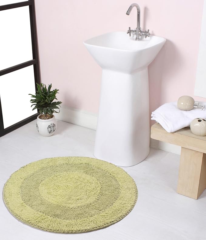 Home Weavers Radiant Collection 100% Cotton Bathroom Rugs Set, Bathroom Décor, Washable Rug, Extra Soft and Absorbent Bath Rug, Kitchen Mat, Bath Mat Set, Bath Floor Mat Non Slip, 30" Round, Green