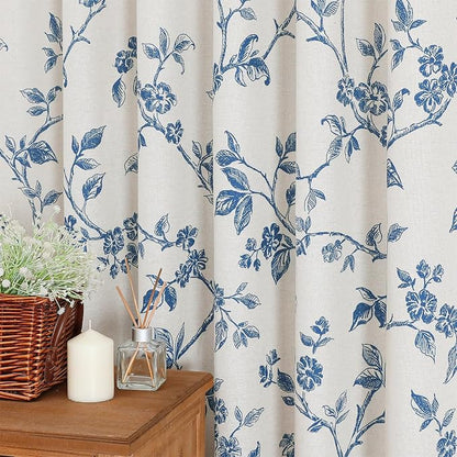 MitoVilla Extra Long Cotton Floral Shower Curtain for Bathroom,72 x 84 | Extra Long BoHo Cottagecore Spring Shower Curtains, Modern Farmhouse Country Plant Leaves Bathroom Décor, 72 x 84