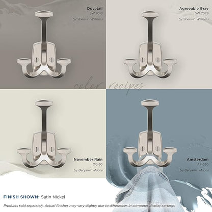 Amerock H37004G10 | Vicinity Triple Prong Decorative Wall Hook | Satin Nickel Hook for Coats, Hats, Backpacks, Bags | Hooks for Bathroom, Bedroom, Closet, Entryway, Laundry Room, Office
