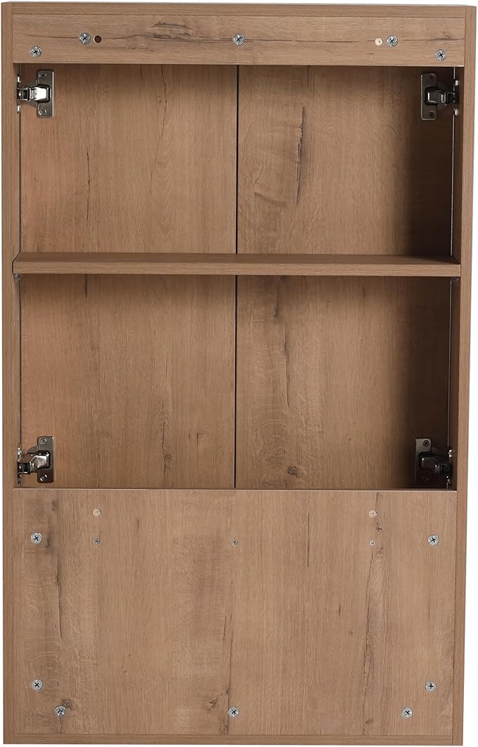 24'' Floating Bathroom Wall Cabinet with Soft Close Doors, 24 Inch Wall Mount Cabinet, Space Saving Storage for Towels & Toiletries, KD Assembly Moisture Resistant Design, Imitative Oak
