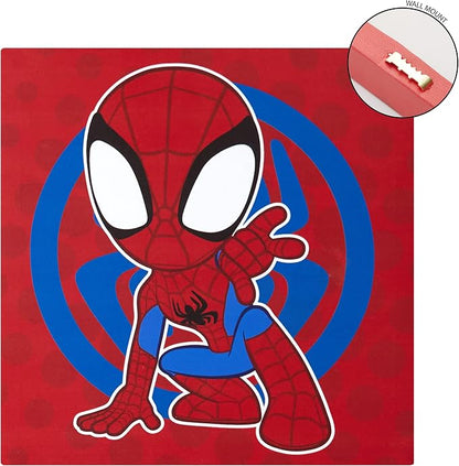 Idea Nuova Spidey and His Amazing Friends 4 Pack Square Canvas Wall Art Set, 11"x11" each for Bedroom