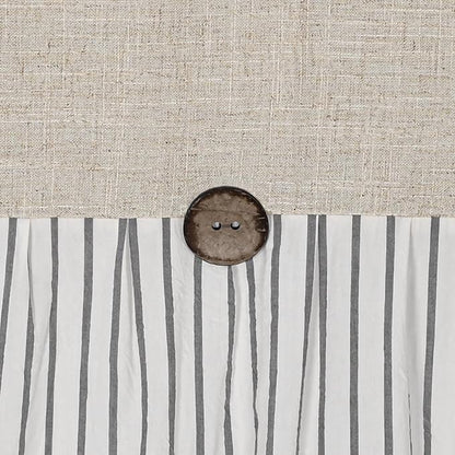 DOSLY Ides Farmhouse Shower Curtain, Beige and Gray Stripe, Button Curtain, Linen and Cotton Woven Fabric, Rustic Charm Country Chic Style, 72x78 in