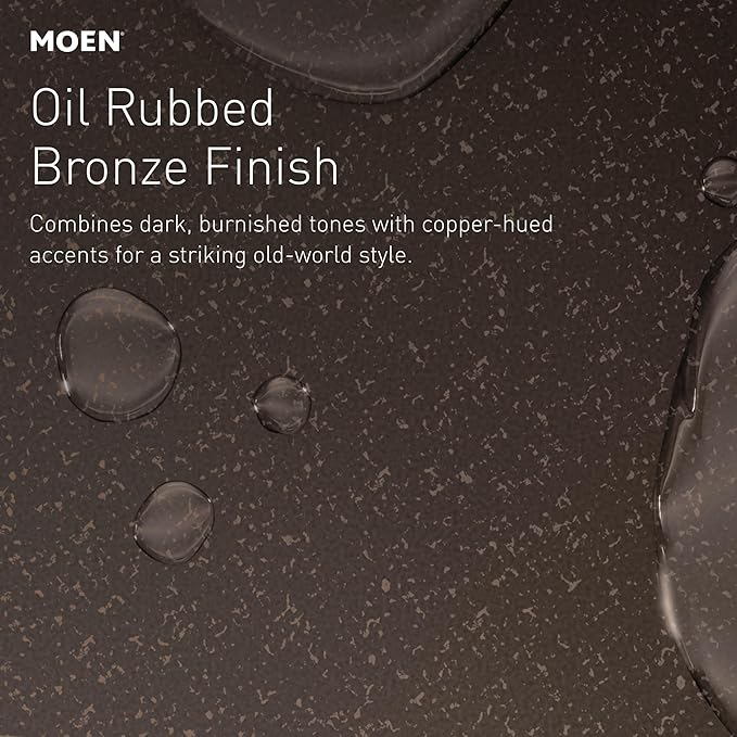 Moen Eva Oil-Rubbed Bronze Two-Handle Centerset Lavatory Faucet with Drain Assembly, Sink Faucet Bathroom 3-Hole for Standard 4-inch Countertop Setup, 6410ORB