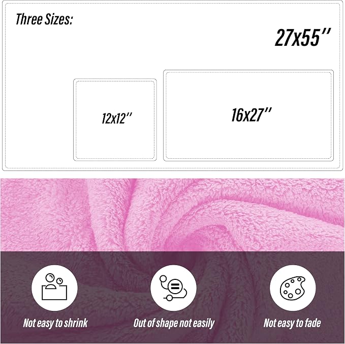 MOONQUEEN Ultra Soft Microfiber Coral Velvet Towel Set - Quick Drying - 2 Bath Towels, 2 Hand Towels, 2 Washcloths - Frozen Berry, 6 Pcs