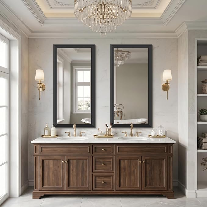 DESBING 20"x40" Black Bathroom Mirrors for Over Sink | 3MM Tempered Glass, Metal Frame, Rectangle Vanity Wall Mirror for Bathroom, Living Room, Bedroom, Horizontally or Vertically