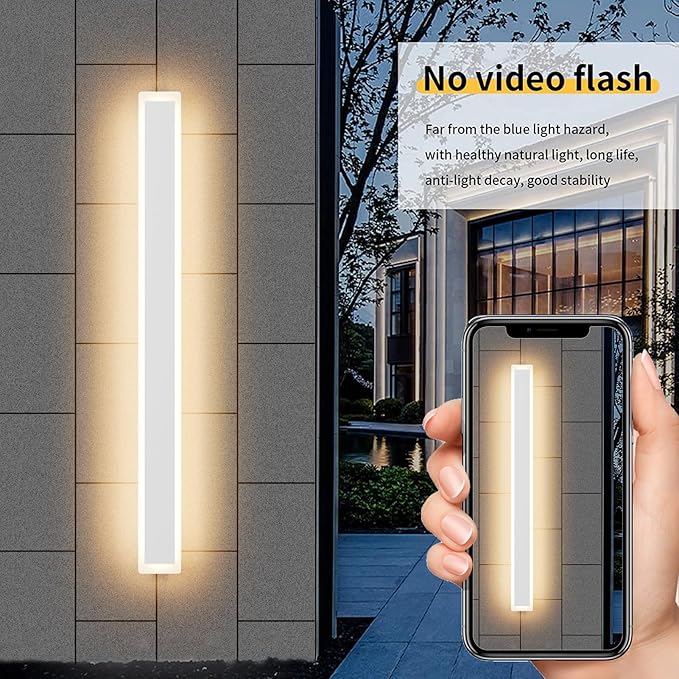Aipsun 2 Packs LED Outdoor Wall Sconce, 39.4in 3000K Exterior Light Fixtures Wall Mount, Modern Porch Lights Wall Sconce, Long LED Linear Outside Lighting for Garage, Front Door,Entrance, Hallway