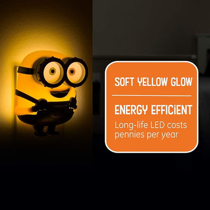 Minions Plug in Night Light with Dusk to Dawn Sensor | Night Light for Kids Room, Bedroom, and Playroom, UL Certified, Energy Efficient