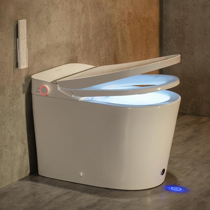 Smart Toilet with Auto Open Close, ADA Comfort Height(K050Max) | 1000g MaP Flush, Heated Seat & Foam Dispenser, Foot Sensor, Auto & Blackout Flush, Bidet Toilet with Tank Built in