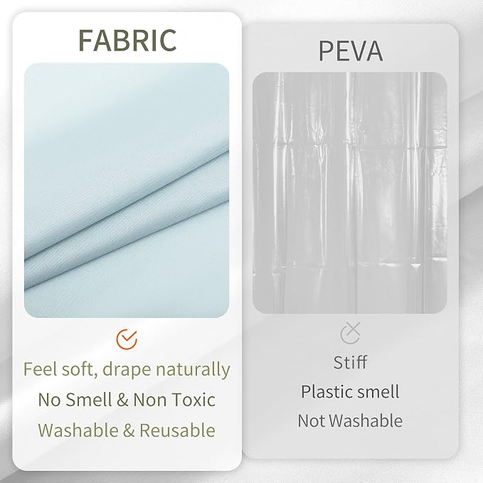 ALYVIA SPRING 72x78 Long Waterproof Fabric Shower Curtain or Liner Blue | 3 Magnets, Soft Cloth & Hotel Quality, Machine Washable, Light-Weight, Long Size