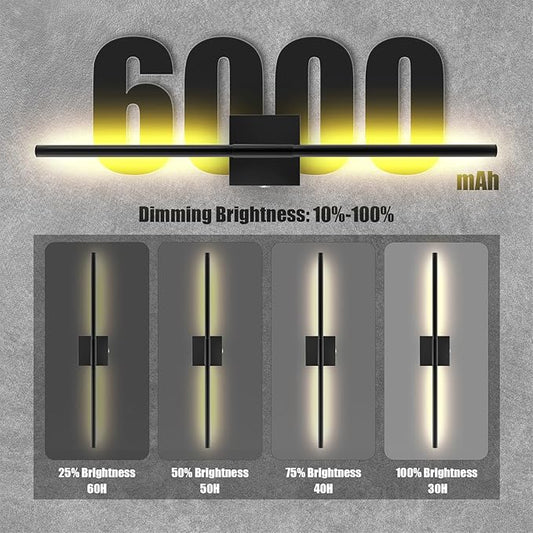 Battery Operated Wall Sconces Set of 2 Rechargeable LED Wall Lights, Dimmable 3000K-6500K, Battery Sconces Wall Decor for Bedroom Living Room Hallwayated Wall Sconce （2 Pack）