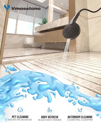 Filtered Handheld Shower Head for Hard Water, High Pressure Showerhead with 7 Spray Modes, Power Jet & Pause, Detachable & Adjustable for Healthier Skin & Hair - Oil Rubbed Bronze (VMASSTONE HM-003)