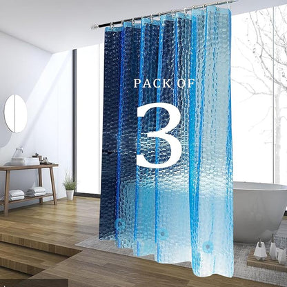 Shower Curtain Liner, 3 Pack 100% Waterproof Eva Shower Curtains with 3 Duty Heavy Bottom Magnets and 12 Rust Proof Grommets, 72x72 Weighted Shower Liner for Shower Stall, Bathtubs