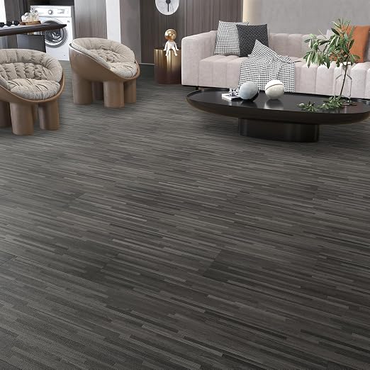 INMOZATA 36-Pack Peel and Stick Floor Tile Waterproof Vinyl Plank Flooring | 54 Sq.Ft, Heat-resistant, Wood Grain Self Adhesive Flooring for DIY Bedroom Living Room Bathroom Kitchen (Granite Gray)