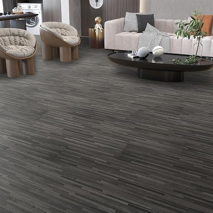 INMOZATA 36-Pack Peel and Stick Floor Tile Waterproof Vinyl Plank Flooring | 54 Sq.Ft, Heat-resistant, Wood Grain Self Adhesive Flooring for DIY Bedroom Living Room Bathroom Kitchen (Granite Gray)