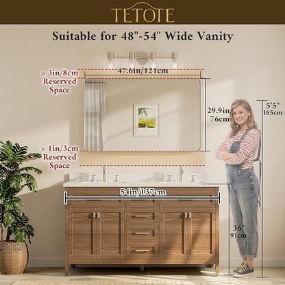 48 x 30 Inch Bathroom Mirror, Matte Black Modern Metal Frame Rectangle Wall Mounted Vanity Mirror (Horizontal/Vertical)
