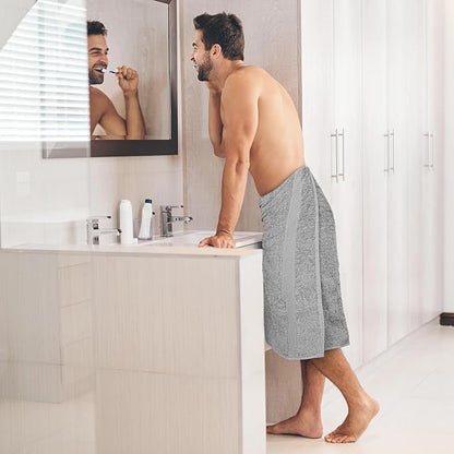 Medium Size Bath Towels Set of 6 – 100% Cotton Terry – 24" x 48" – Quick Dry, Soft & Highly Absorbent – Light Grey Towels for Bathroom, Gym, Spa, Pool & Daily Use
